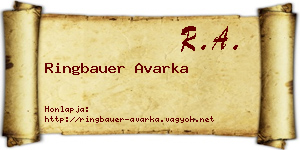 Ringbauer Avarka névjegykártya